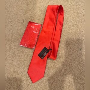 Bright Red Tie and Pocket Square